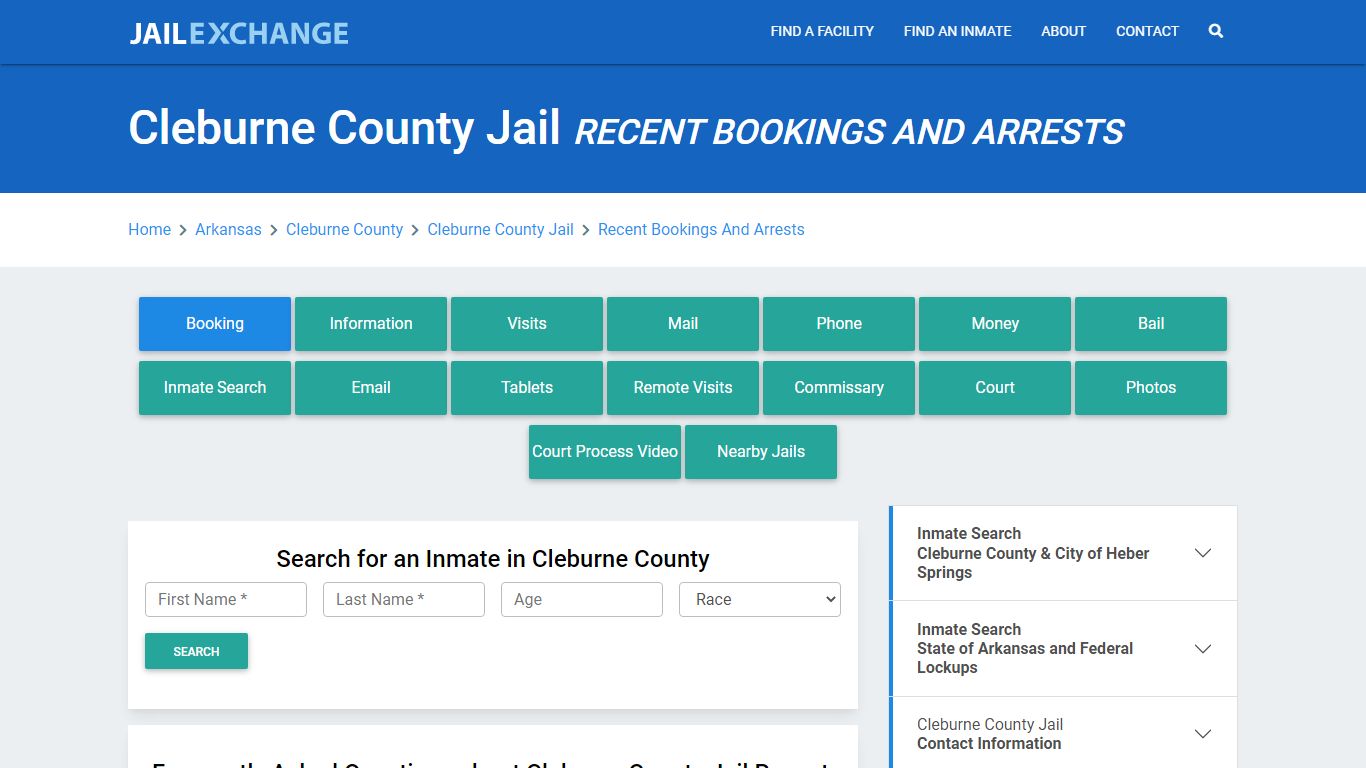 Cleburne County Jail AR Recent Arrests and Bookings